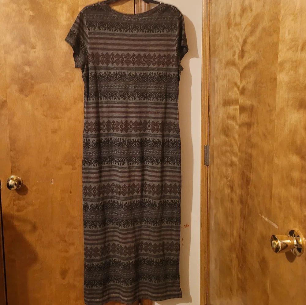 Peruvian Connection Womens Cotton Jersey Midi  Tribal Stripe Dress Large - Picture 9 of 13